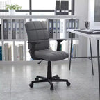Chaise de bureau pivotante en vinyle matelassé mi-hauteur avec accoudoirs