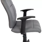 Chaise de bureau pivotante en vinyle matelassé mi-hauteur avec accoudoirs