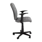 Chaise de bureau pivotante en vinyle matelassé mi-hauteur avec accoudoirs