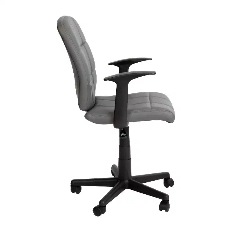 Chaise de bureau pivotante en vinyle matelassé mi-hauteur avec accoudoirs