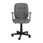 Chaise de bureau pivotante en vinyle matelassé mi-hauteur avec accoudoirs