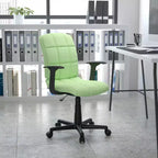 Chaise de bureau pivotante en vinyle matelassé mi-hauteur avec accoudoirs