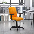 Chaise de bureau pivotante en vinyle matelassé mi-hauteur avec accoudoirs