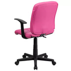 Chaise de bureau pivotante en vinyle matelassé mi-hauteur avec accoudoirs
