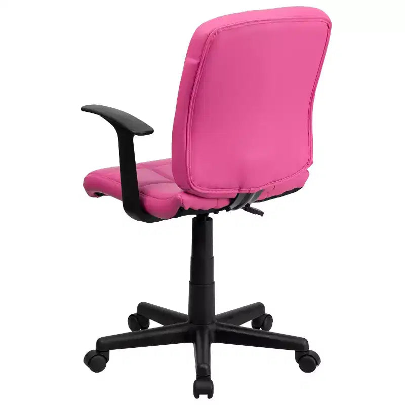 Chaise de bureau pivotante en vinyle matelassé mi-hauteur avec accoudoirs