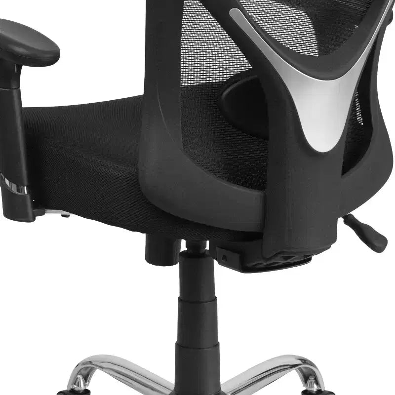 Chaise de bureau ergonomique en maille noire grande taille, dossier réglable en hauteur, supporte 180 kg