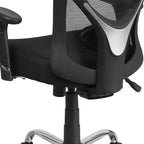 Chaise de bureau ergonomique en maille noire grande taille, dossier réglable en hauteur, supporte 180 kg
