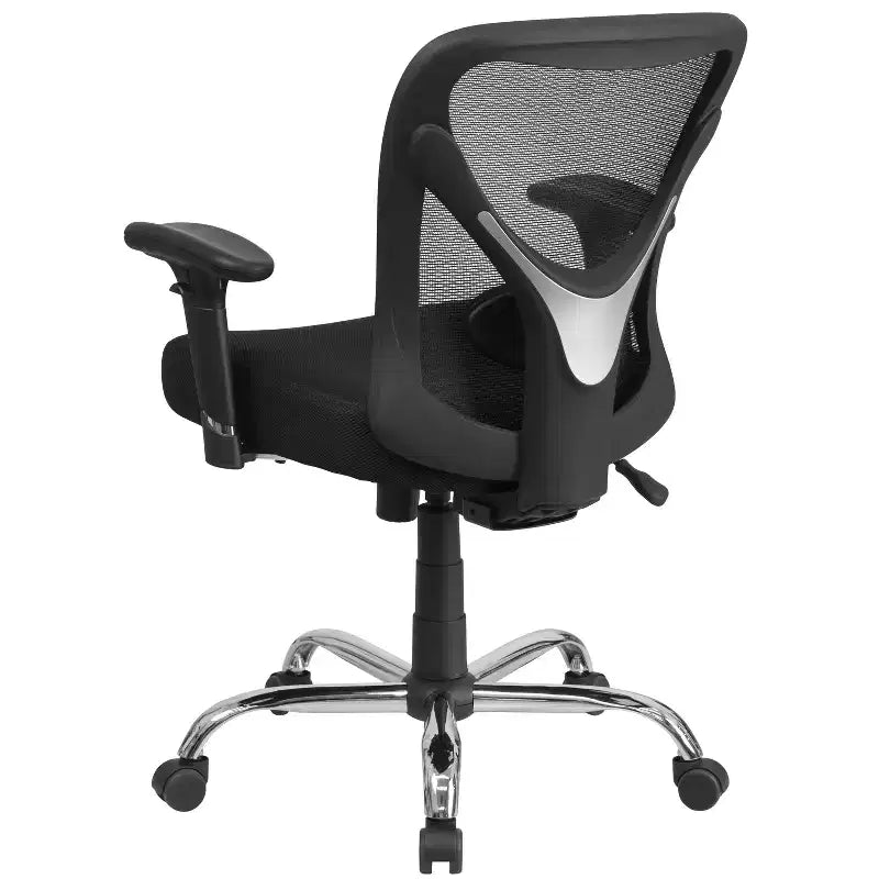 Chaise de bureau ergonomique en maille noire grande taille, dossier réglable en hauteur, supporte 180 kg