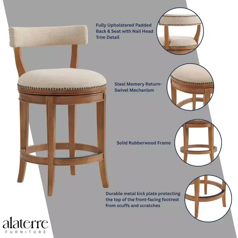 Tabouret de bar pivotant hauteur comptoir