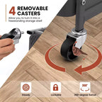 Chariot de rangement roulant à 3 niveaux avec double panneau perforé DIY, Chariot de service utilitaire mobile en métal sur roulettes pour cuisine et bureau